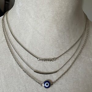 Elegant Silver Evil Eye Necklace